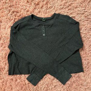 Cropped Dark Gray Henley Long sleeve